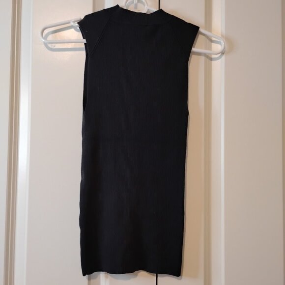 Theory Women's Black Sleeveless Crew Neck Ribbed Stretch Long Tank Top Size XS - Picture 2 of 7